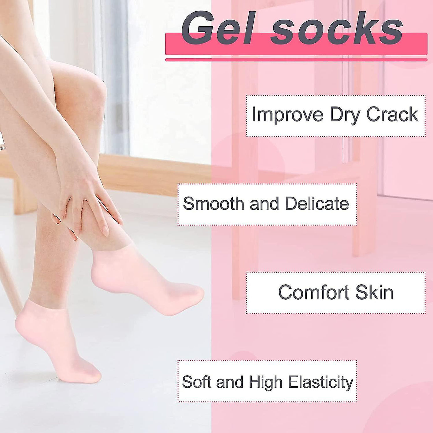 Soft Silicone Moisturizing Heel Socks for Dry Cracked Feet Repair