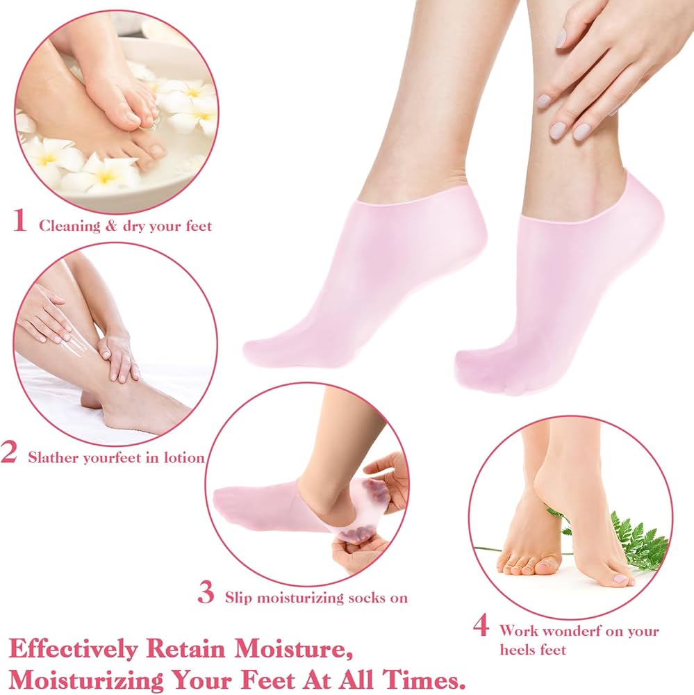 Revitalizing Silicone Moisturizing Socks for Dry Cracked Heels & Soft Feet